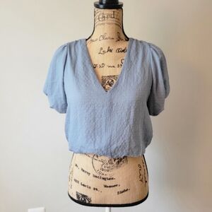 NWT Astr Light Blue V-Neck Blouse